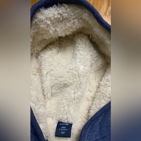 Baby Gap Sherpa Lined Hoodie Zip Up 6-12M - Picture 5 of 7